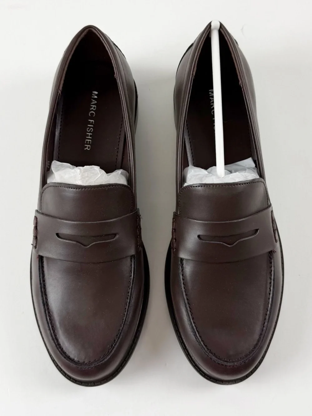 Marc Fisher Filithia Loafers Womens 8W Dark Brown Faux Leather Flats NEW